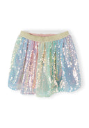 Dziewczęca spódnica z tiulu z cekinami, wielokolorowa, z elastycznym pasem, miękką podszewką i warstwowym krojem, 3-14 lat