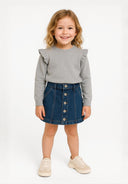 Mädchenpullover mit Rüschen an den Schultern, grau 3-8 y