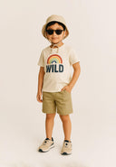 Boys Woven Chino Shorts Adjustable Waistband Beige 3–14y – Minoti