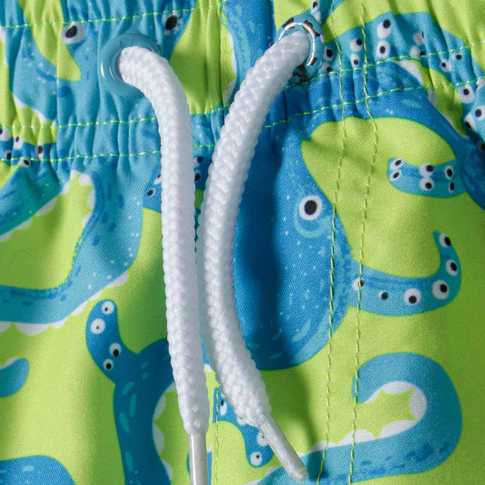 Short de Bain Imprimé Pieuvres Vert Citron