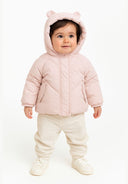 Pikowana kurtka niemowlęca z uszami i podszewką z misia