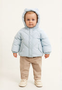 Pikowana kurtka niemowlęca z uszami i podszewką z misia