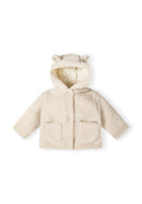 Unisex cream teddy baby jacket with hood and buttons