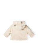 Unisex cream teddy baby jacket with hood and buttons
