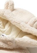 Unisex cream teddy baby jacket with hood and buttons