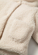 Unisex cream teddy baby jacket with hood and buttons