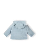 Boys light blue teddy baby jacket with hood and buttons