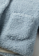 Boys light blue teddy baby jacket with hood and buttons