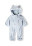 Boys blue Boys faux fur snowsuit with 3d ears on the hood and cotton lining light