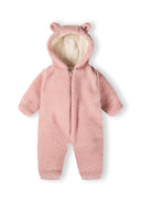 Girls pink Girls sherpa snowsuit with 3d ears on the hood and cotton lining light