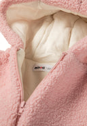 Girls pink Girls sherpa snowsuit with 3d ears on the hood and cotton lining light