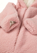 Girls pink Girls sherpa snowsuit with 3d ears on the hood and cotton lining light