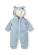 Boys blue Boys sherpa snowsuit with 3d ears on the hood and cotton lining light