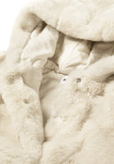 Unisex cream faux fur baby jacket with bear ears and cotton lining