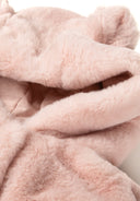 Girls light pink faux fur baby jacket with bear ears and cotton lining