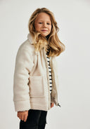 Kurtka dla dziewczynki miś z kołnierzem kremowa 2-14 lat