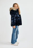 Elegancka ocieplana kurtka dziewczęca z futrzanym kapturem 2-14 lat