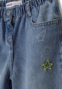 Mädchen bestickte Jeans mit elastischem Bund marineblau 9 Monate-8 Jahre