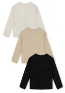Girls cream Girls 3 pack long sleeve t-shirts front graphic prints