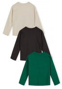 Girls navy Girls 3 pack long sleeve t-shirts front graphic prints