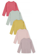 Girls pink Girls 5 pack plain long sleeve t-shirts