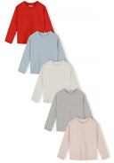 Girls white Girls 5 pack plain long sleeve t-shirts