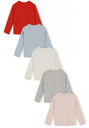Girls white Girls 5 pack plain long sleeve t-shirts
