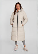 Lange gesteppte Winterjacke mit Kapuze und Reißverschlüssen XS-XXL