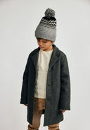 Wärmender jungenmantel in dunkelgrau mit klassischem kragen 2-14 j