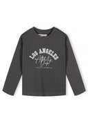Boys 5 pack round neck long sleeve t shirts with prints 2-14y black featuring Los Angeles graphic print on soft cotton.