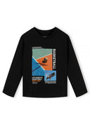 Boys 5 pack round neck long sleeve t shirts with prints 2-14y black featuring basketball graphic print and soft fabric.