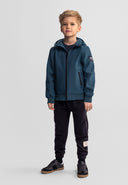 Boys Softshell Jacket Wind Water Resistant Adjustable Hood Zippered Pockets Elasticated Cuffs Breathable Teal 3–15y