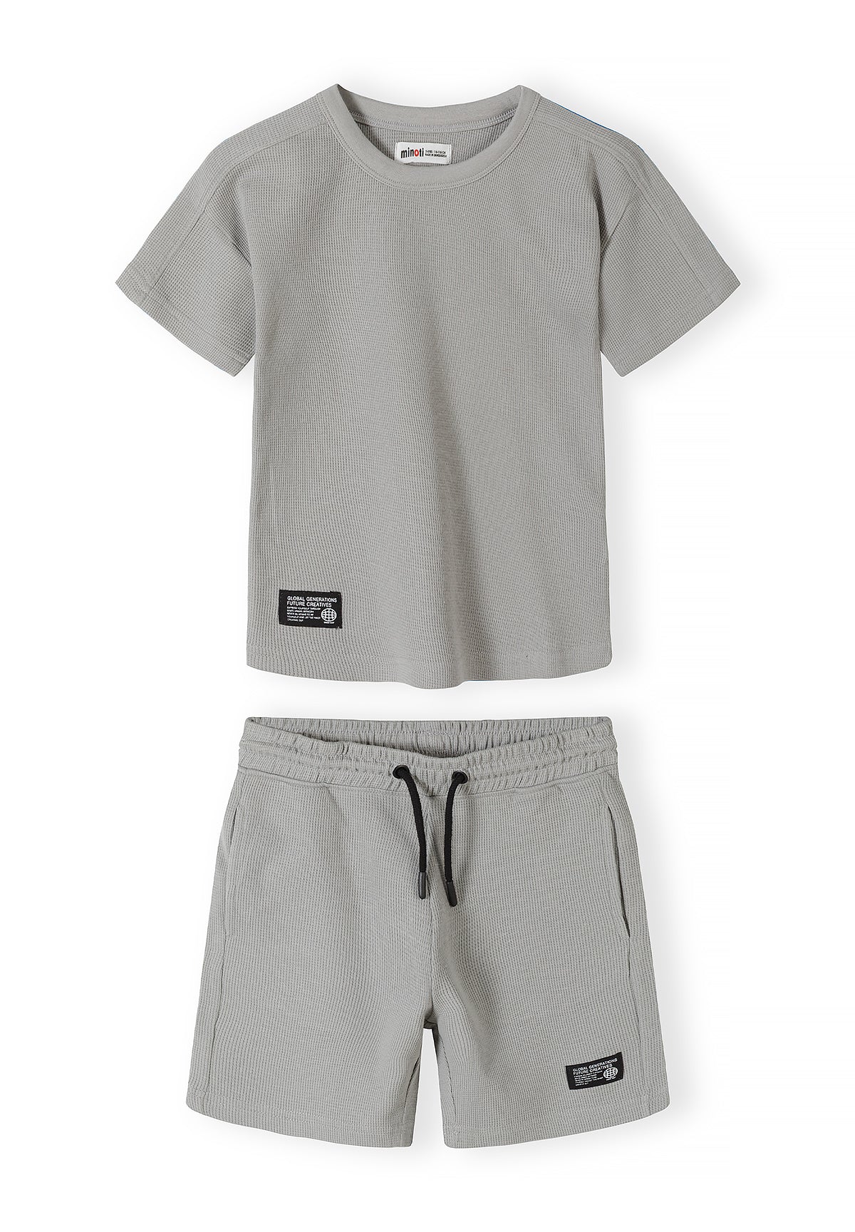 Waffle Jersey T-Shirt and Shorts Set, Light Grey