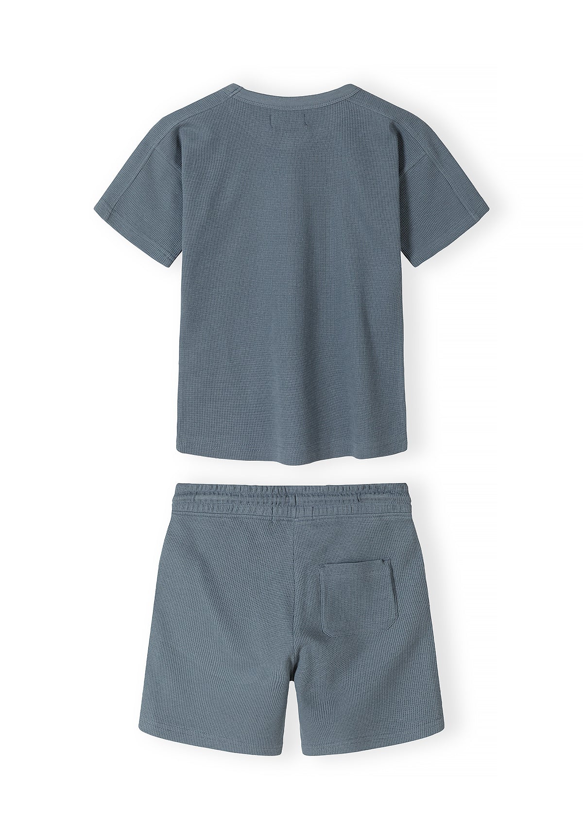 Waffle Jersey T-Shirt and Shorts Set, Blue Grey