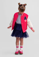Girls varsity bomber jacket lightweight pink 12m-7 years