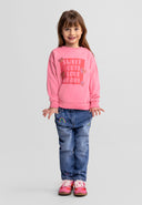 Girls sweatshirt with drop shoulder and front print pink 3m-7 years