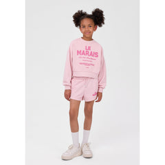 Girls' sweatshirt and shorts set in light pink