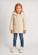 Girls grey Girls warm coat with faux fur lining and hood