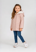 Girls pink Girls warm coat with faux fur lining and hood