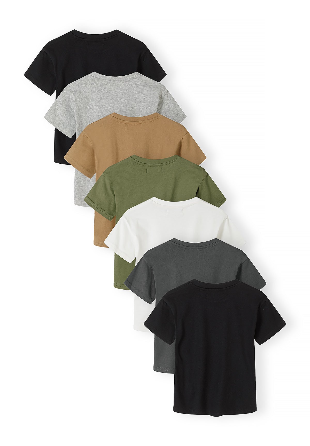 Single brown cotton t-shirt with crew neckline and short sleeves featuring small embroidered logo on chest, displayed flat against white background