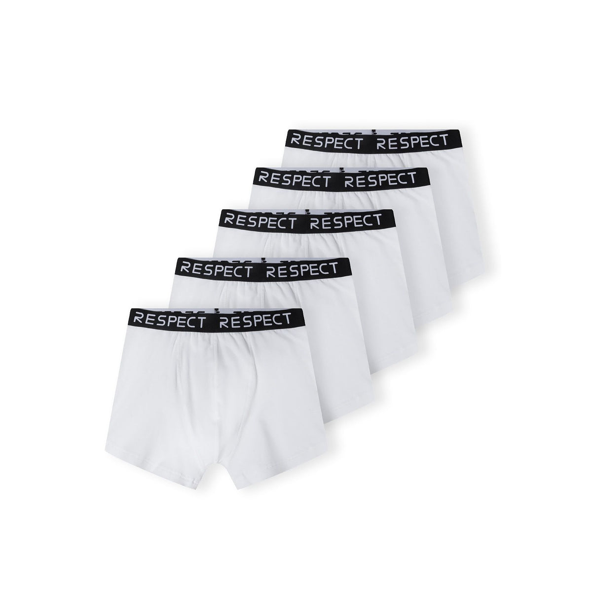 Men's boxer trunks 5-pack in white — complete product view for square Shop card