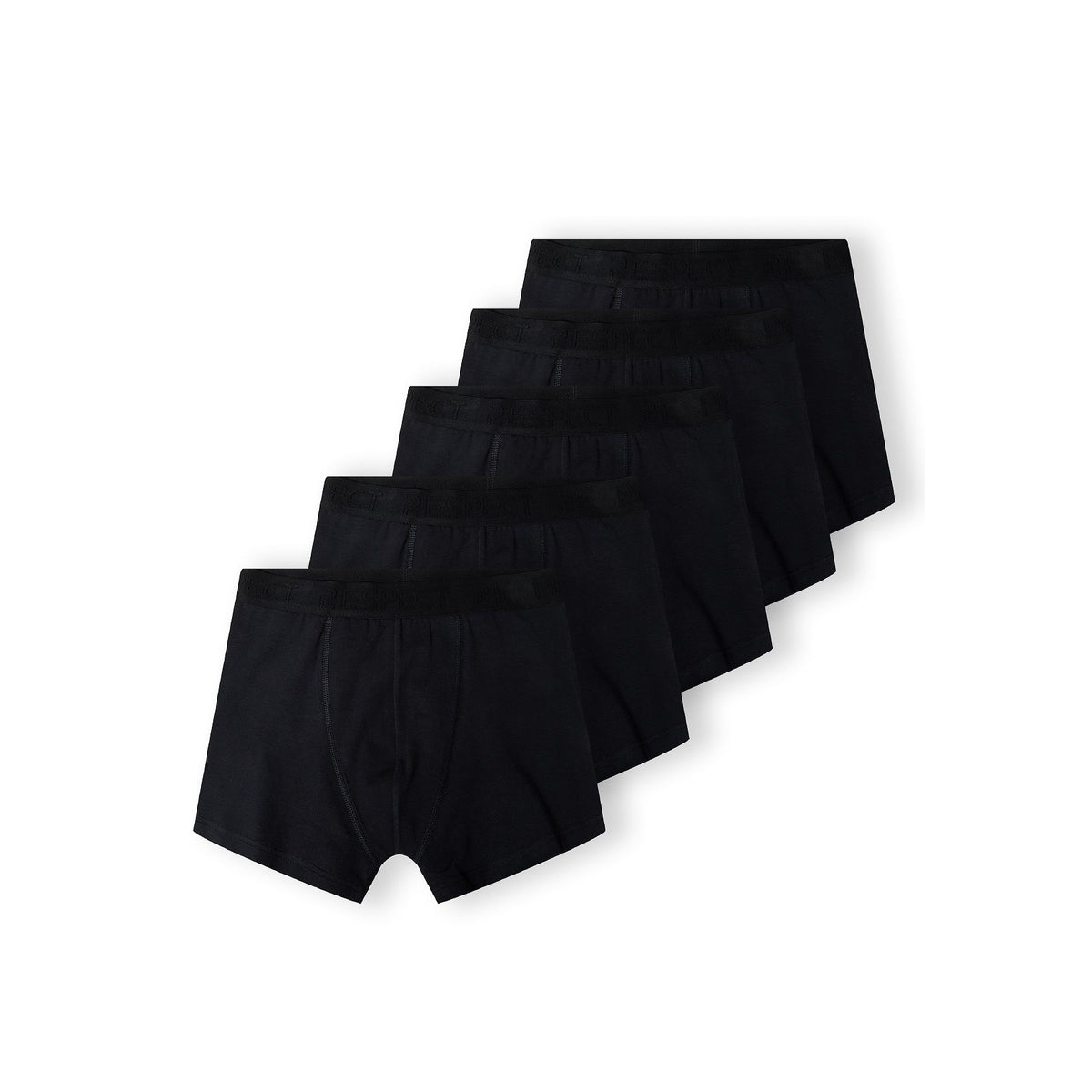 Men's boxer trunks 5-pack in black — complete product view for square Shop card