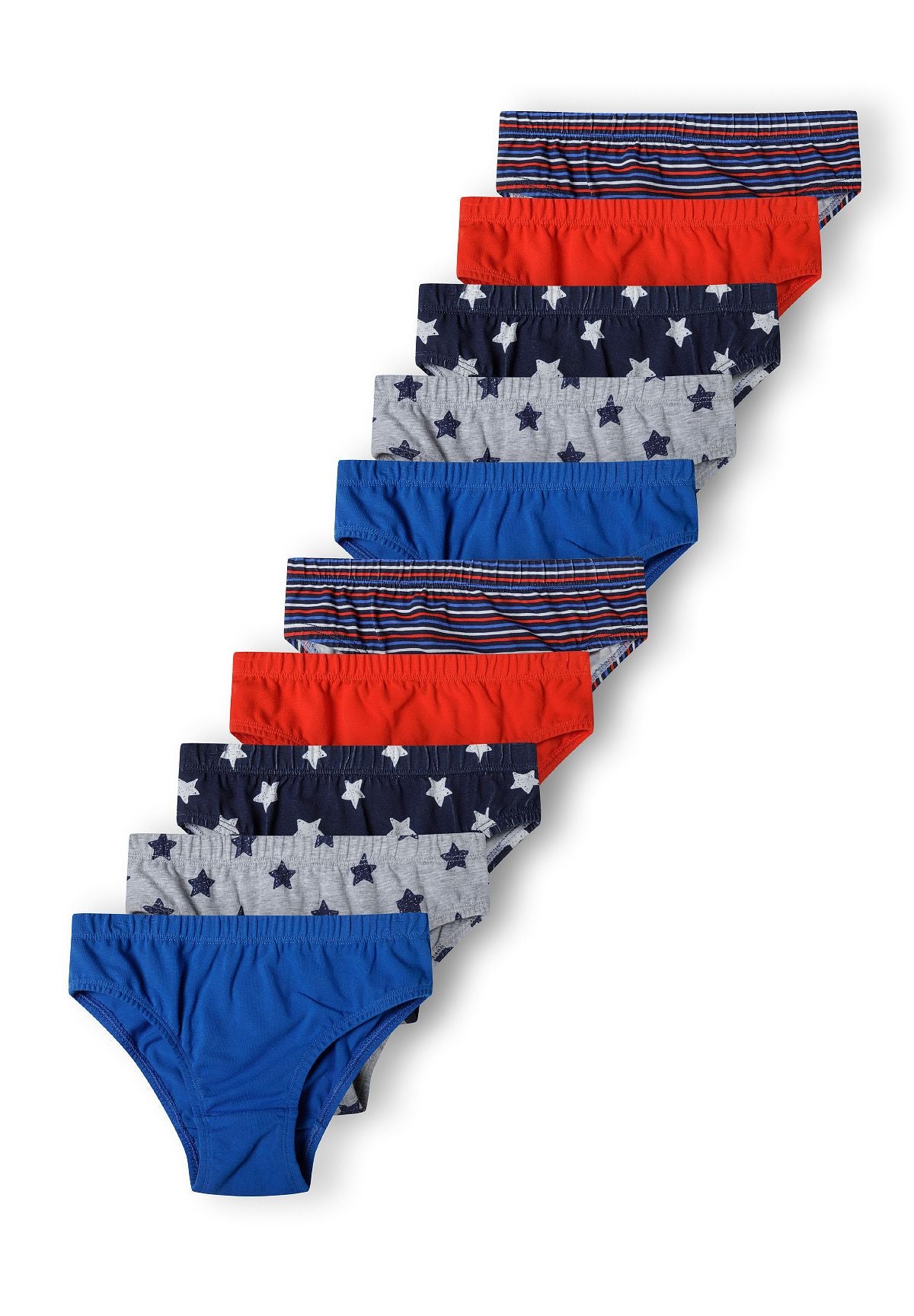 Boys Briefs 10-Pack Stars Stripe Navy Blue Red - 1