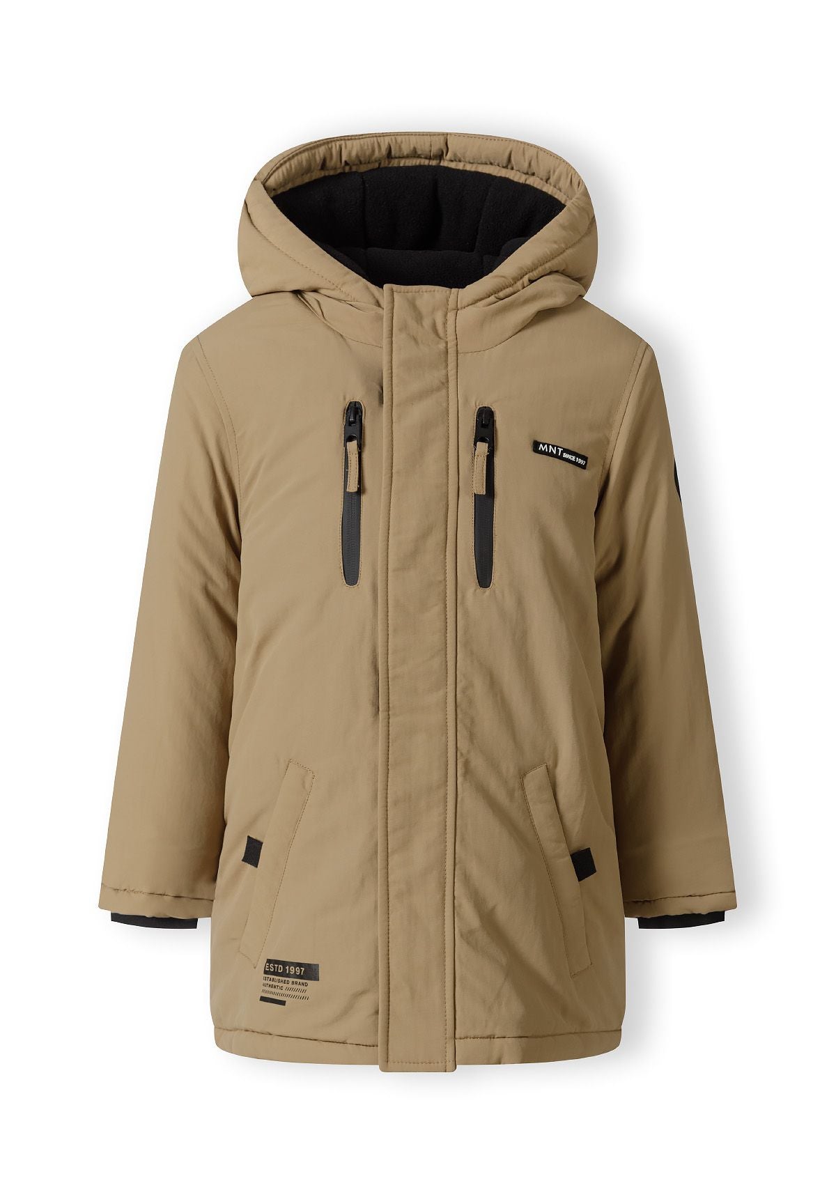 Hooded Parka Jacket, Sherpa Lined, Beige - 2