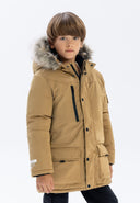 Wydłużona parka z kapturem i kieszenią na piersi