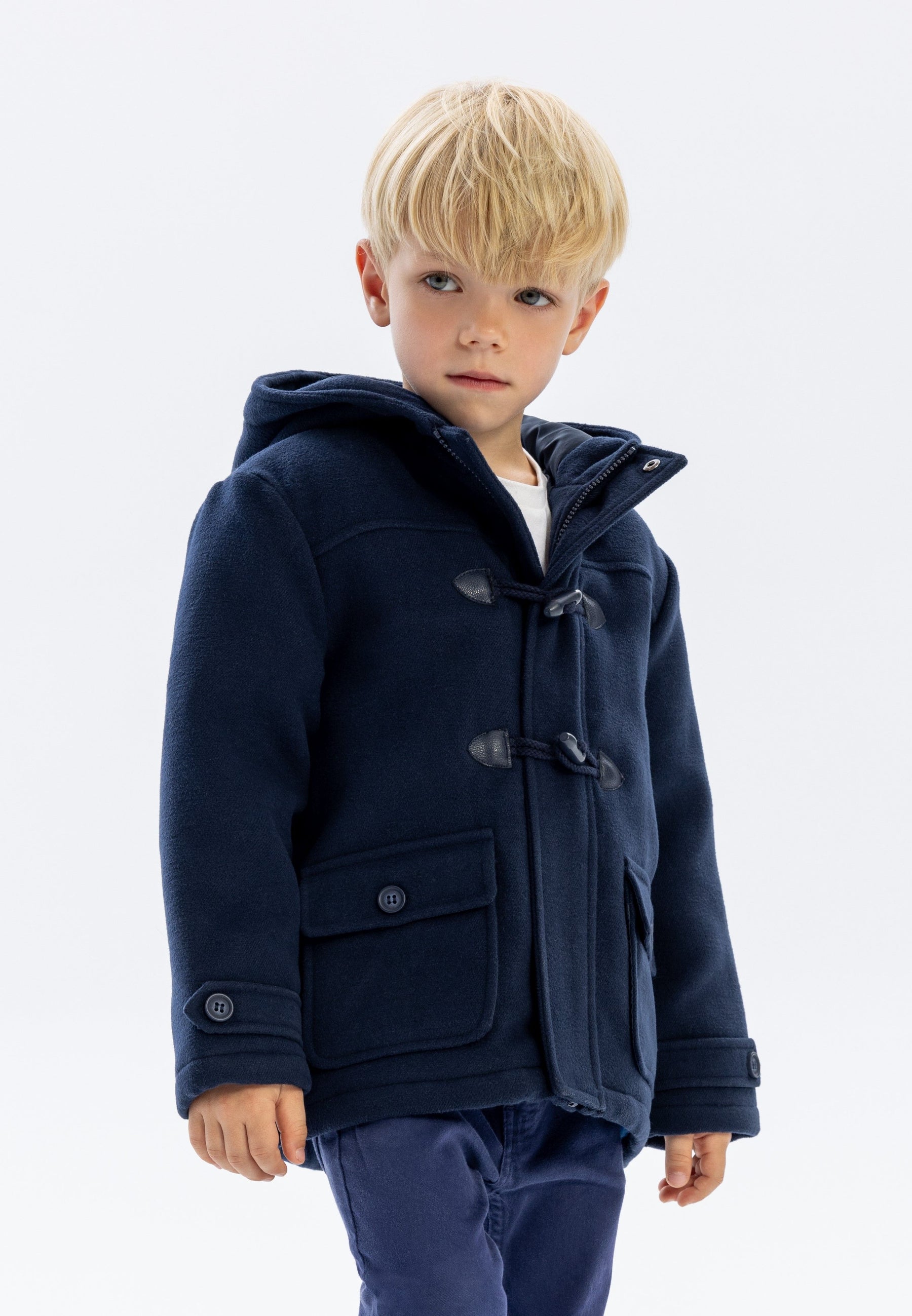 Padded Duffle Coat Navy Toggle Front Hooded - 1