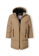 Boys beige longer length padded jacket