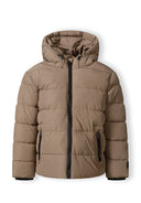 Boys beige padded jacket with drawcord
