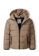 Boys beige padded jacket with drawcord