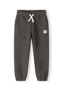 Boys grey slim fit joggers with badge